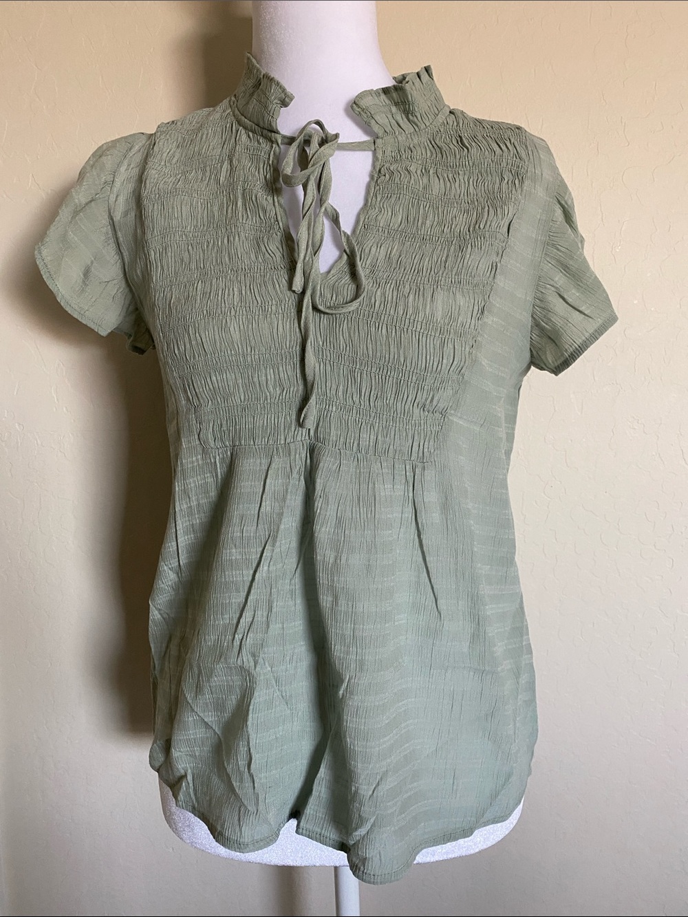 Women’s See-Through Blouse with Tie-Front